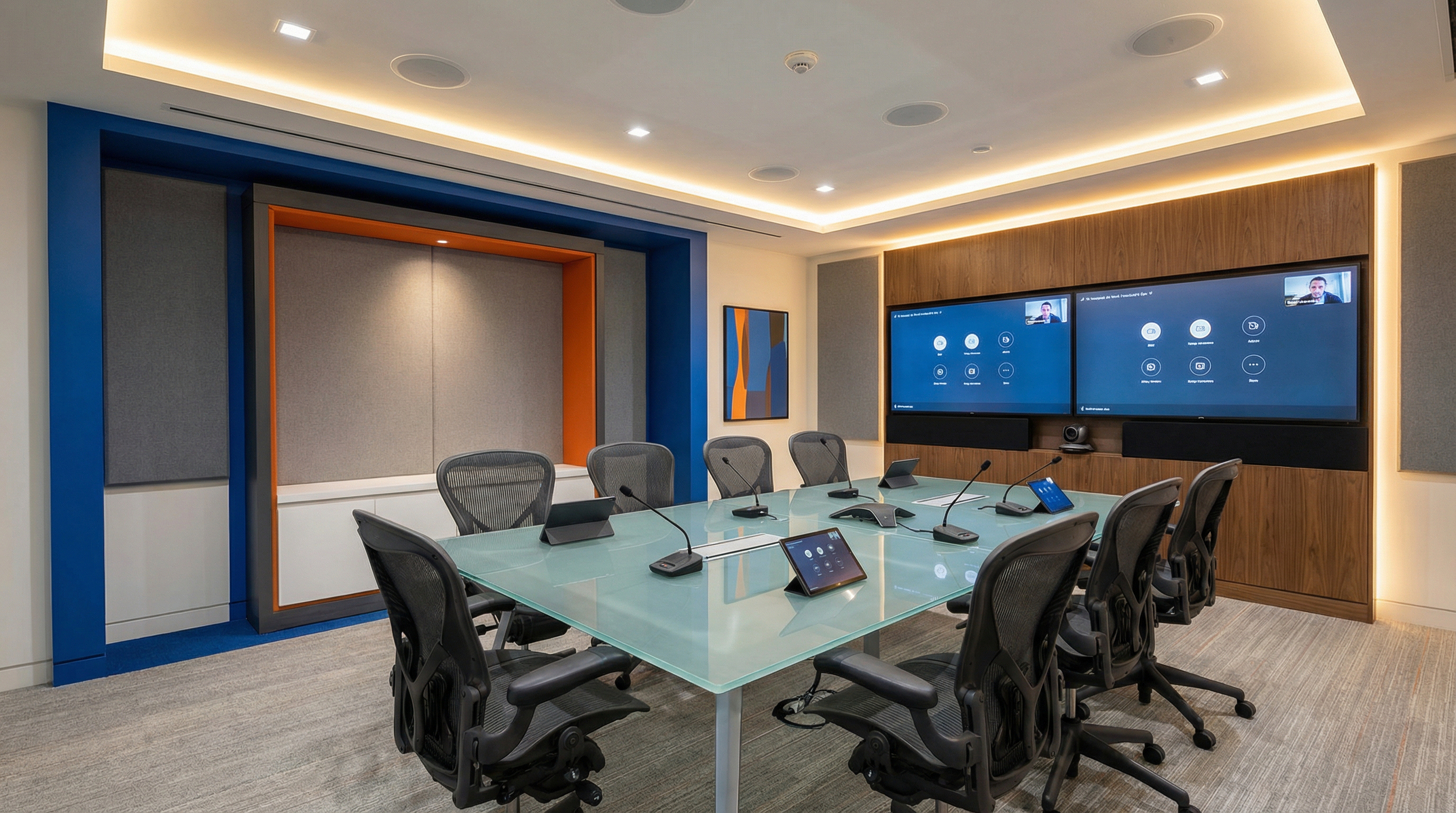 Professional conference room with Audio-Technica equipment